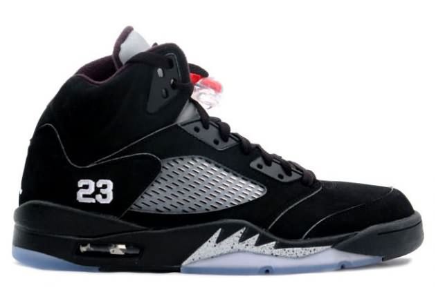 100% Hight Quality Air Jordan 5 (V) Retro Black Black Metallic Silver Basketball Shoes